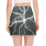 White Lightning Print Side Slit Mini Skirt