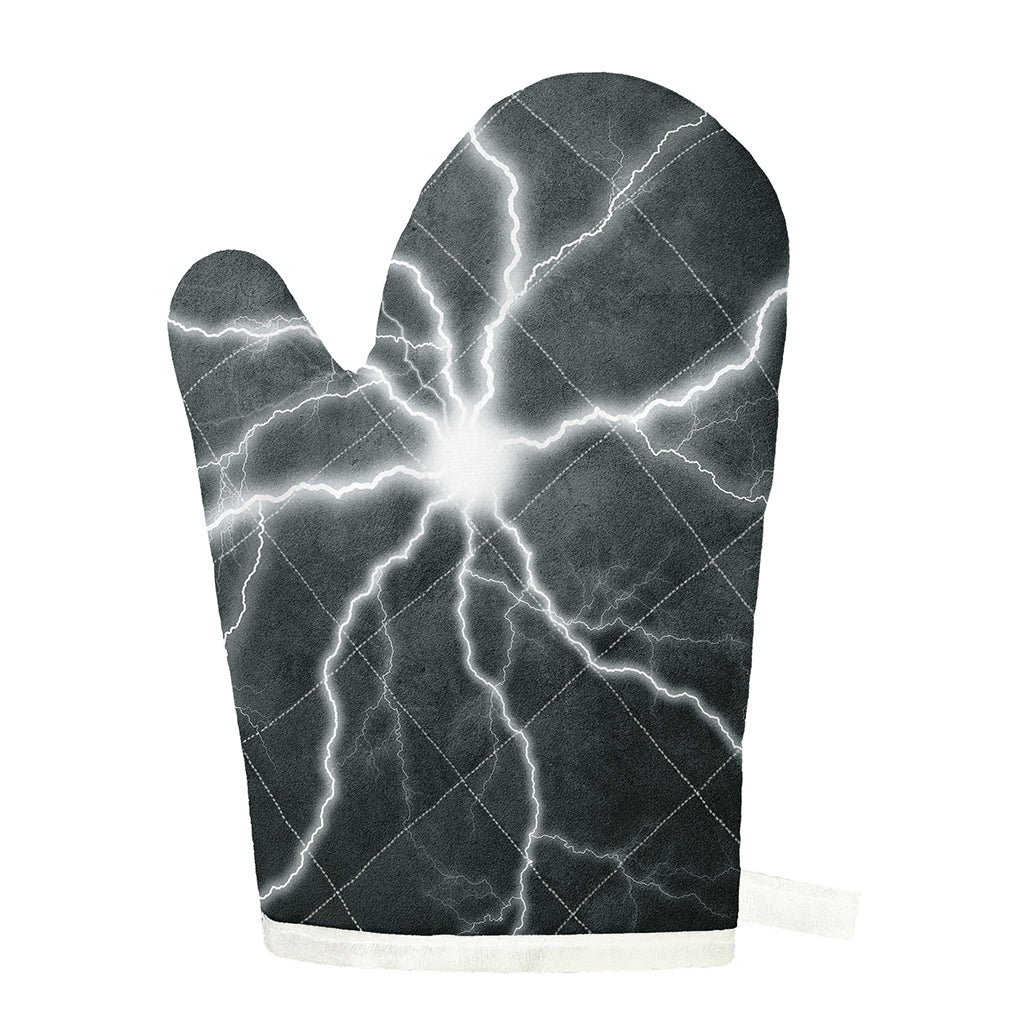 White Lightning Print Single Oven Mitt