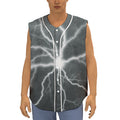 White Lightning Print Sleeveless Baseball Jersey