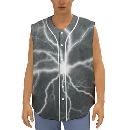 White Lightning Print Sleeveless Baseball Jersey