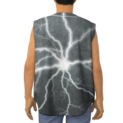 White Lightning Print Sleeveless Baseball Jersey