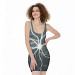 White Lightning Print Sleeveless Bodycon Dress