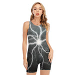 White Lightning Print Sleeveless One Piece Swimsuit