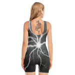 White Lightning Print Sleeveless One Piece Swimsuit