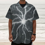 White Lightning Print Textured Short Sleeve Shirt