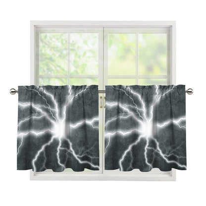 White Lightning Print Tier Curtains