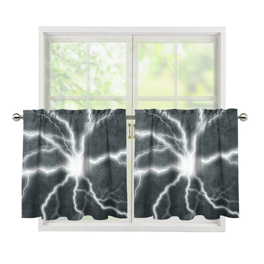 White Lightning Print Tier Curtains