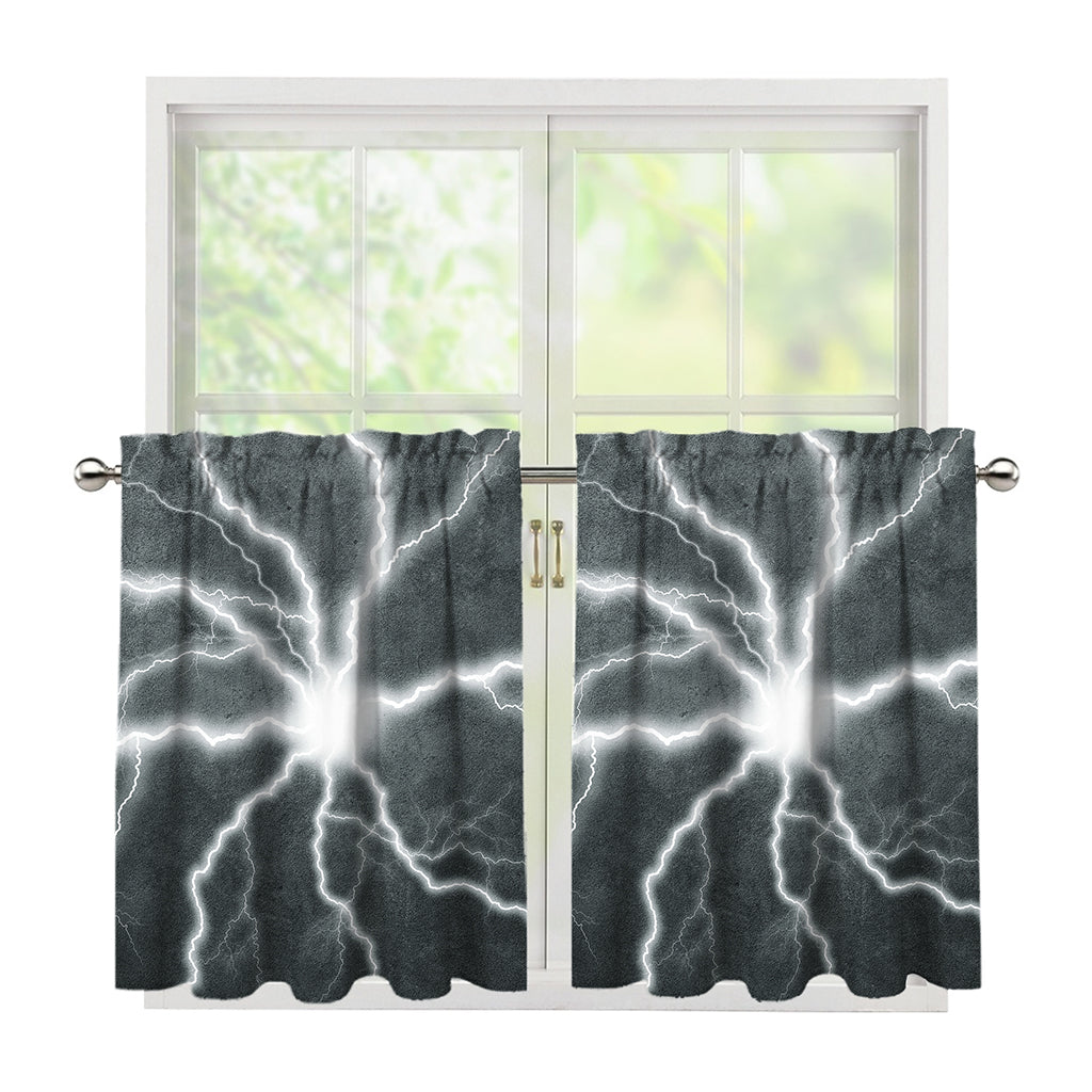 White Lightning Print Tier Curtains