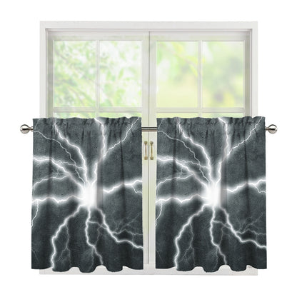 White Lightning Print Tier Curtains
