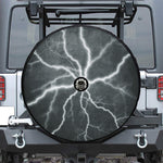 White Lightning Print Tire Cover With Camera Hole