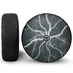 White Lightning Print Tire Cover With Camera Hole
