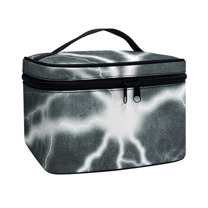 White Lightning Print Travel Makeup Bag