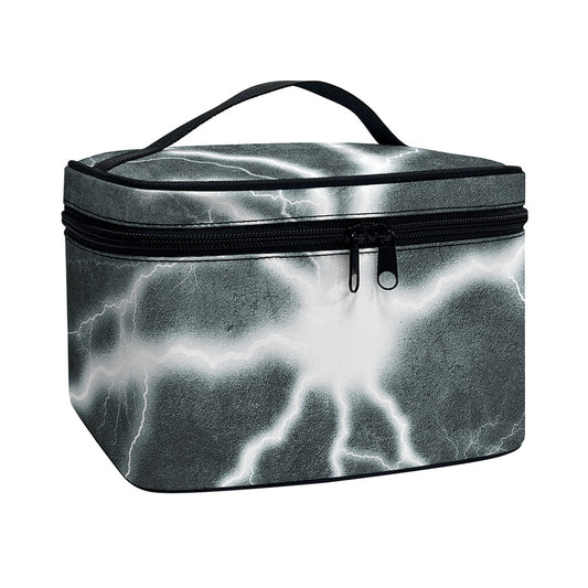 White Lightning Print Travel Makeup Bag