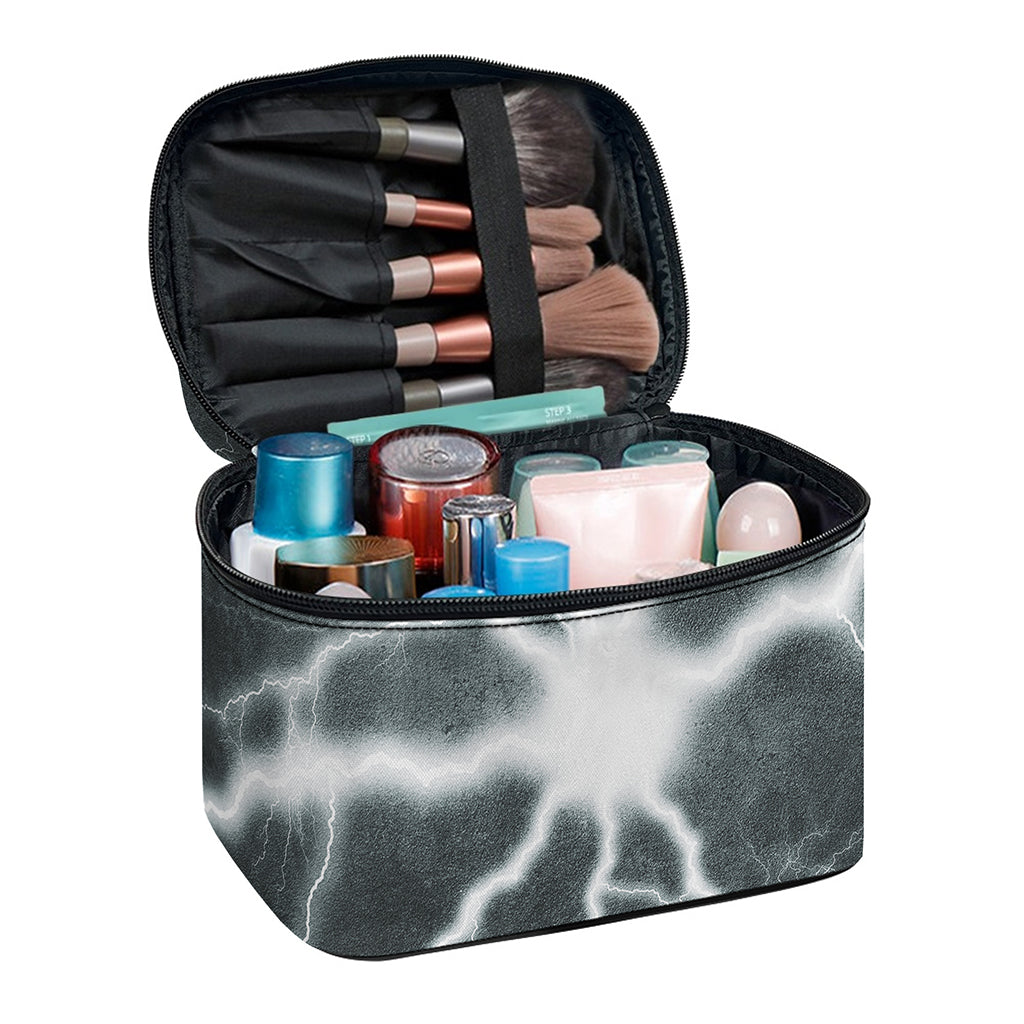 White Lightning Print Travel Makeup Bag