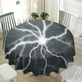 White Lightning Print Waterproof Round Tablecloth