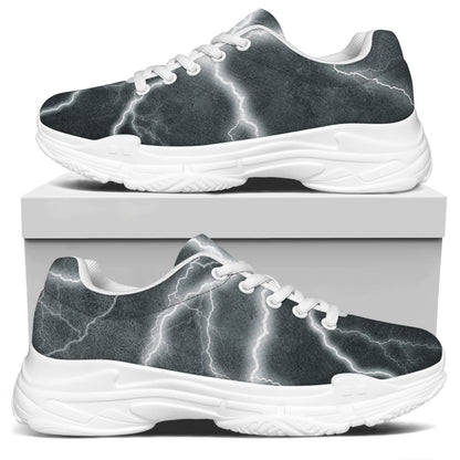 White Lightning Print White Chunky Shoes