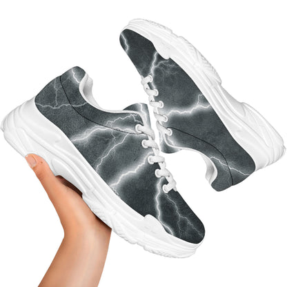 White Lightning Print White Chunky Shoes