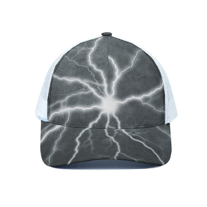 White Lightning Print White Mesh Trucker Cap