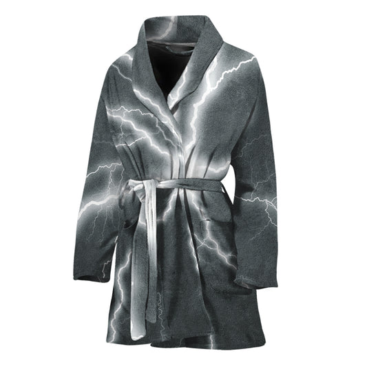 White Lightning Print Women's Bathrobe