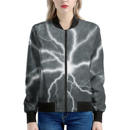White Lightning Print Women's Bomber Jacket