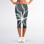 White Lightning Print Women's Capri Leggings