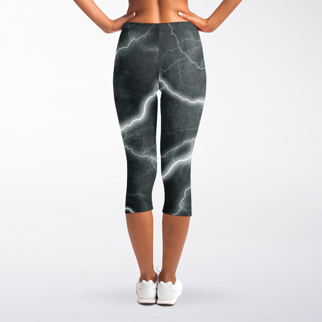 White Lightning Print Women's Capri Leggings