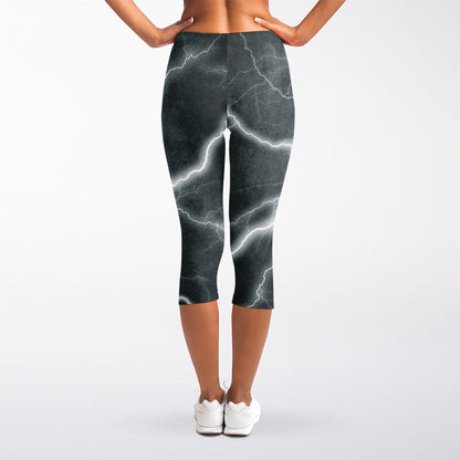 White Lightning Print Women's Capri Leggings
