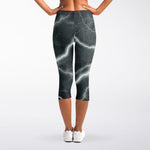 White Lightning Print Women's Capri Leggings