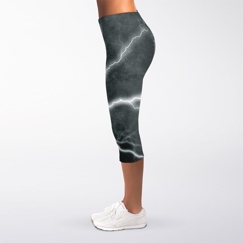 White Lightning Print Women's Capri Leggings