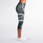 White Lightning Print Women's Capri Leggings