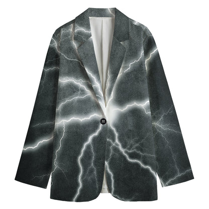 White Lightning Print Women's Cotton Blazer