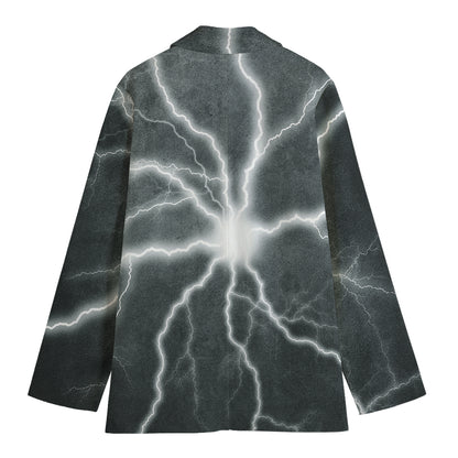 White Lightning Print Women's Cotton Blazer