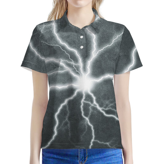 White Lightning Print Women's Polo Shirt