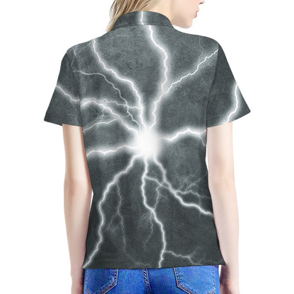 White Lightning Print Women's Polo Shirt