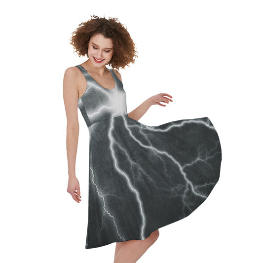 White Lightning Print Women's Sleeveless Dress