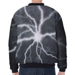 White Lightning Print Zip Sleeve Bomber Jacket