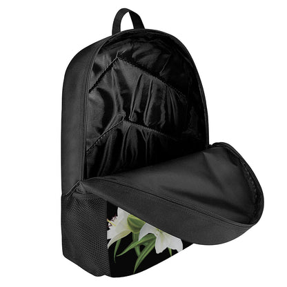 White Lily Print 17 Inch Backpack