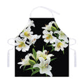 White Lily Print Adjustable Apron