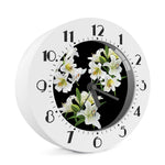 White Lily Print Alarm Clock