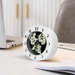 White Lily Print Alarm Clock