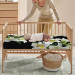 White Lily Print Baby Crib Sheet