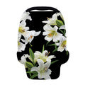 White Lily Print Baby Seat Cover