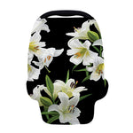 White Lily Print Baby Seat Cover