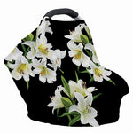 White Lily Print Baby Seat Cover