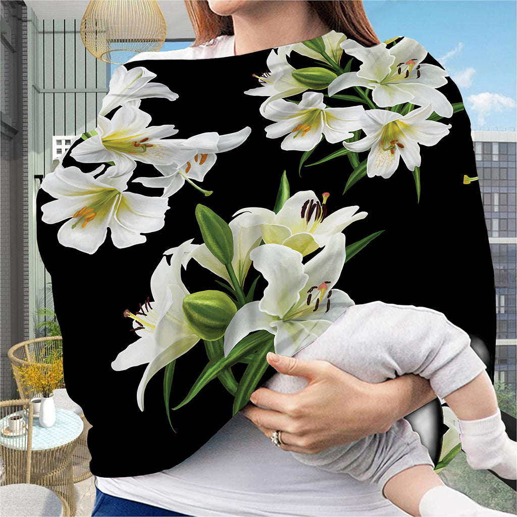 White Lily Print Baby Seat Cover