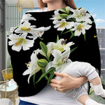 White Lily Print Baby Seat Cover