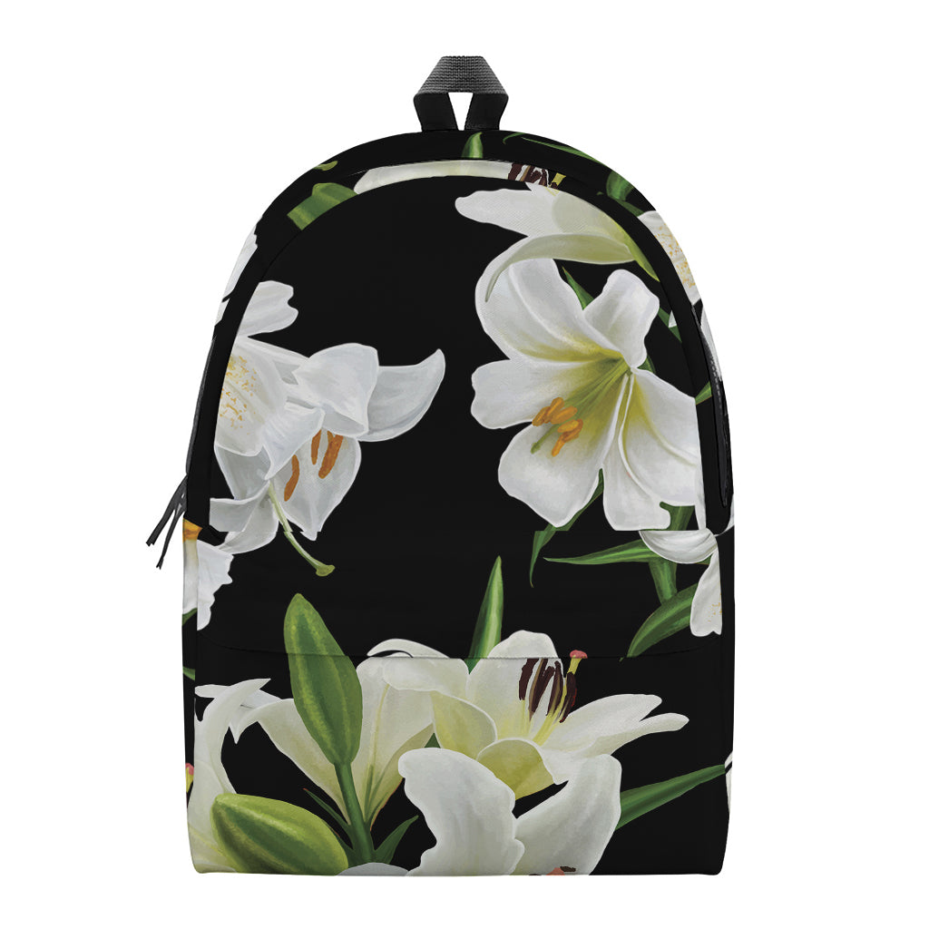 White Lily Print Backpack