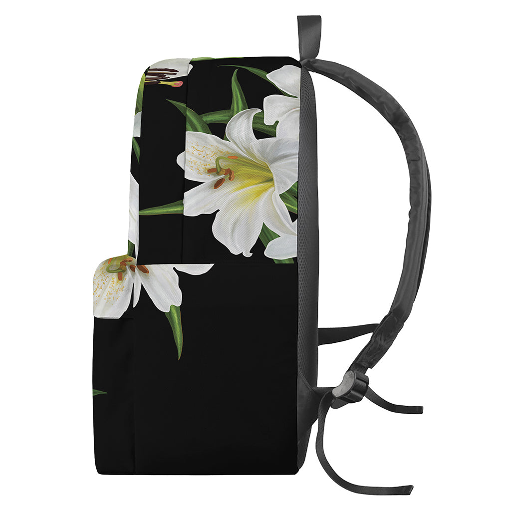 White Lily Print Backpack