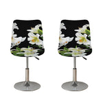 White Lily Print Bar Stool Covers