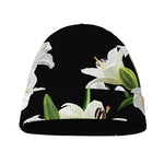 White Lily Print Beanie